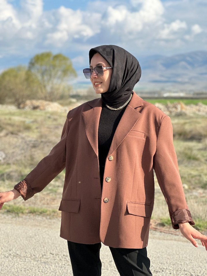 Camel  kahverengi Rengi Kadın  Blazer - Görsel 3