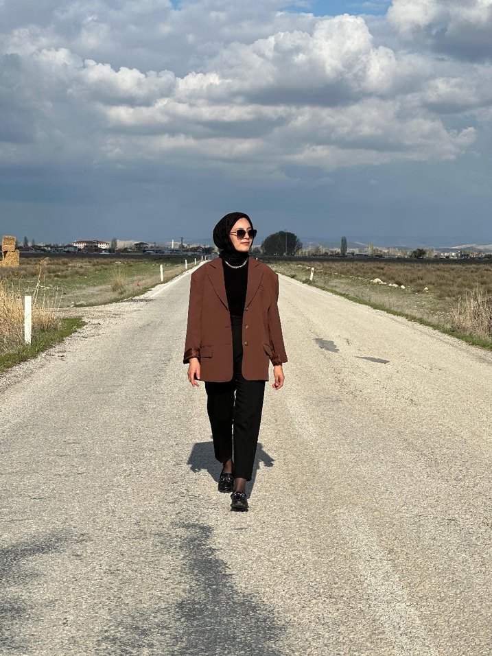 Camel  kahverengi Rengi Kadın  Blazer - Görsel 2