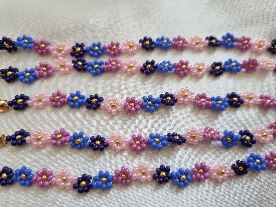 Çiçek Desenli Boncuklu Bohem Bileklik - Görsel 4