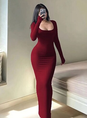 Diğer dar şık kırmızı elbise