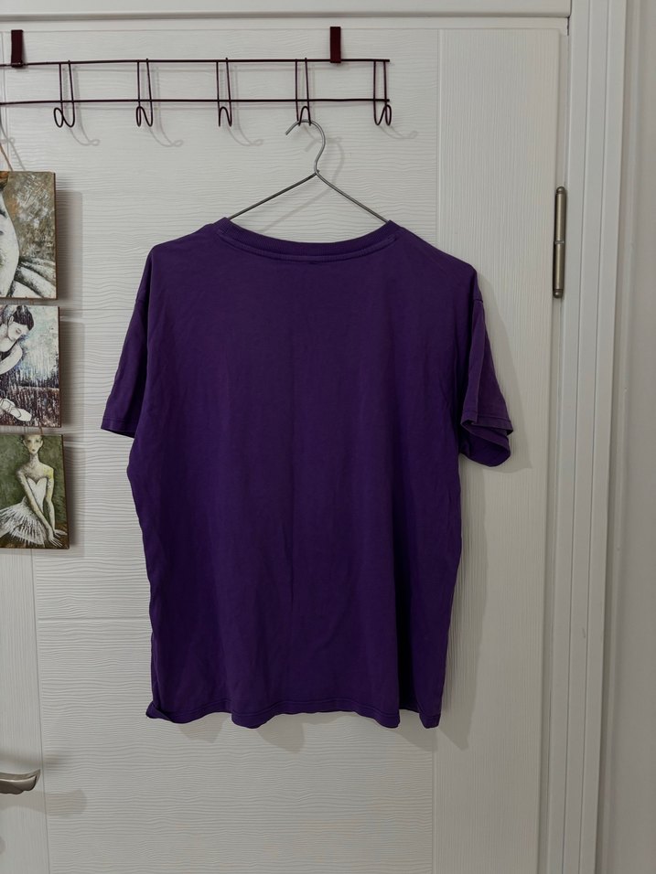 Bohem Renkli Baskılı Mor Kadın Tişört - Görsel 3