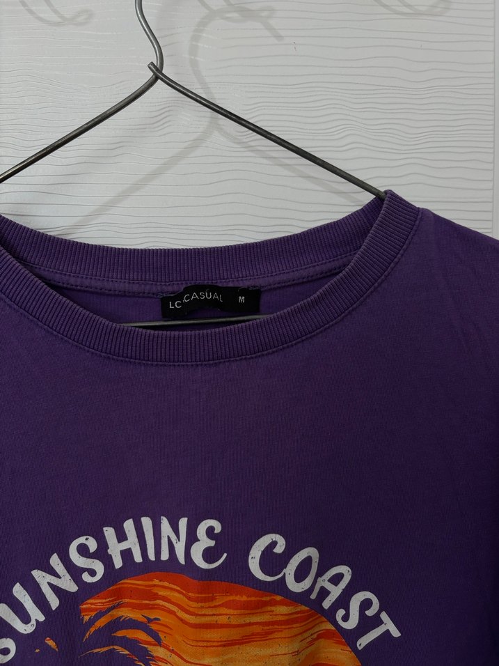 Bohem Renkli Baskılı Mor Kadın Tişört - Görsel 2