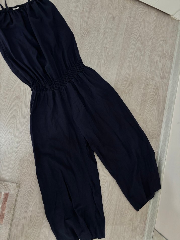 Siyah Askılı Uzun Bol Kesim Tulum - Görsel 3