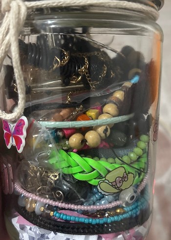 Renkli Boncuklu Bohem Kız Aksesuarları Kavanozu - Görsel 6