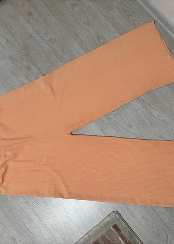 Kadın Bej Keten Pilili Bol Pantolon - Görsel 2