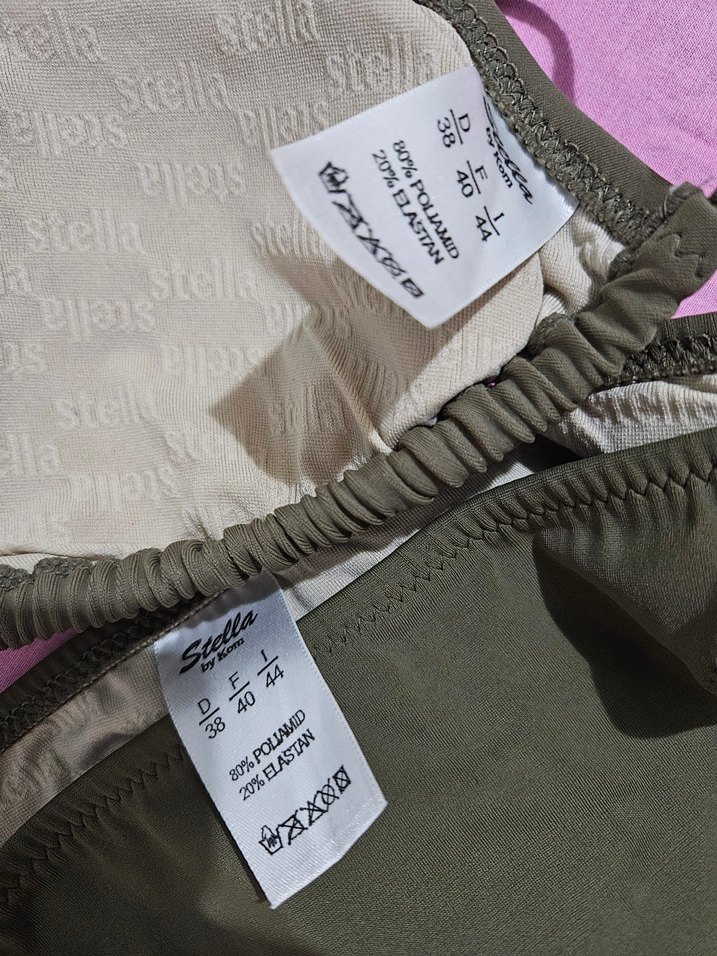 Bağcıklı, Velcro detaylı haki bikini - Görsel 3