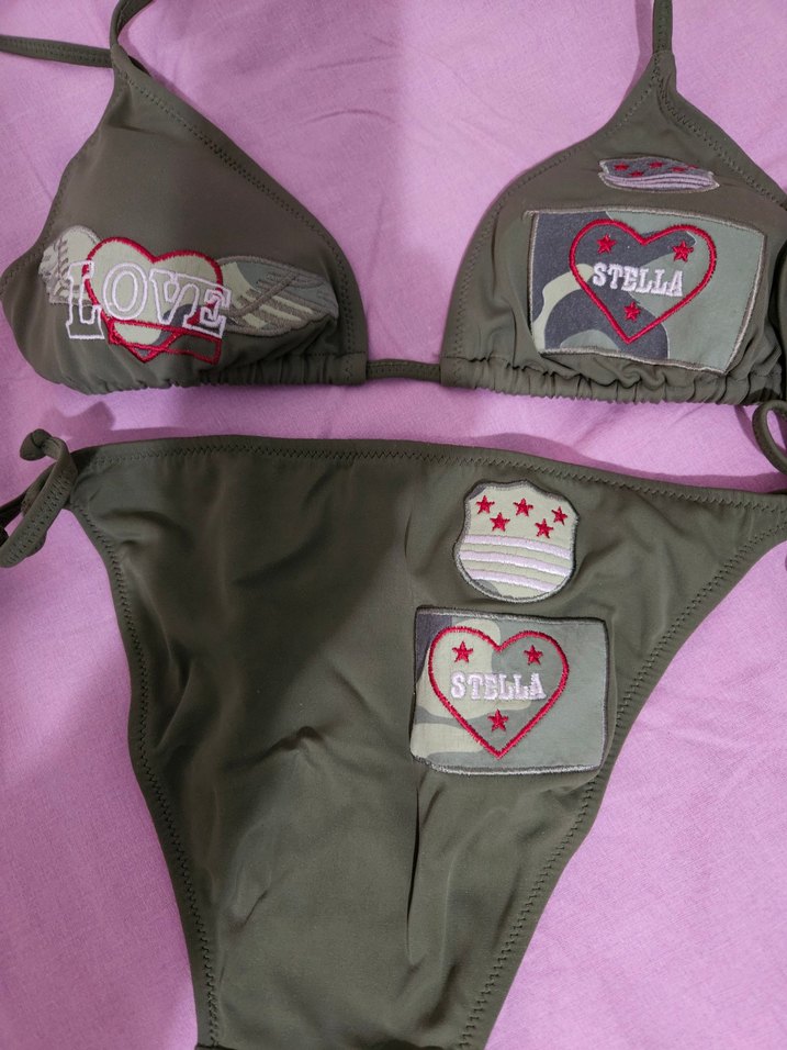 Bağcıklı, Velcro detaylı haki bikini - Görsel 2