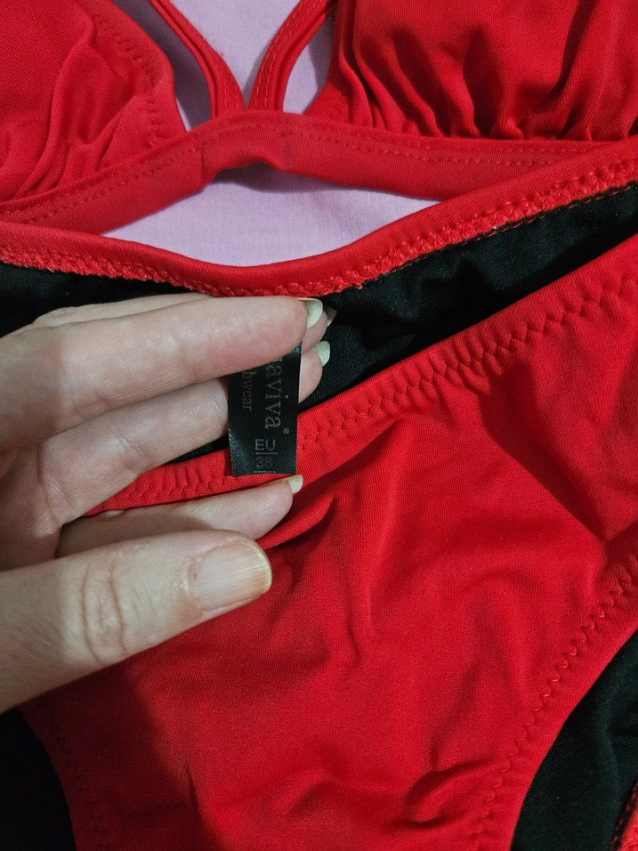 Koyu Kırmızı İpli Kadın Bikini - Görsel 2