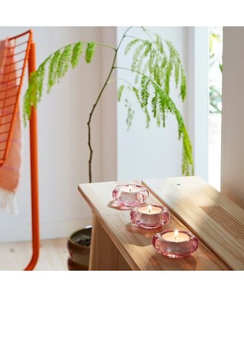 ıkea Şeffaf Çiçek Desenli Cam mumluk 2li - Görsel 2