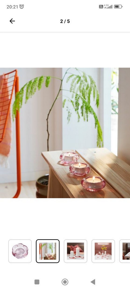 ıkea Şeffaf Çiçek Desenli Cam mumluk 2li - Görsel 2