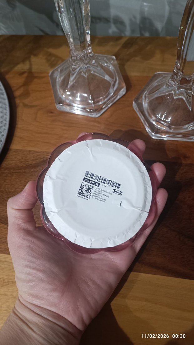 ıkea çicek modelli cam pembe blok mumluk - Görsel 4