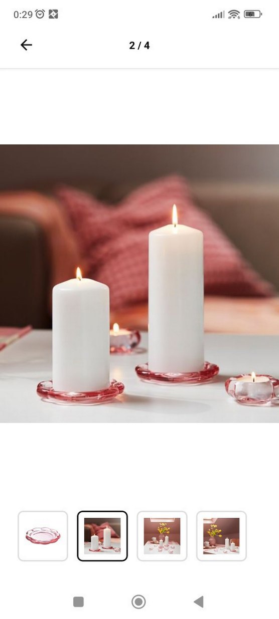 ıkea çicek modelli cam pembe blok mumluk - Görsel 2