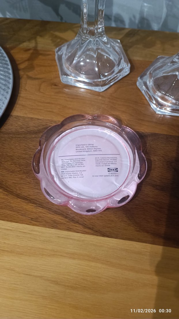 ıkea çicek modelli cam pembe blok mumluk - Görsel 3