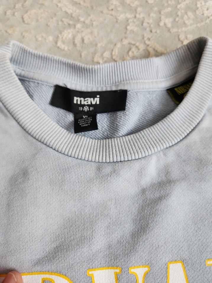 Gri Uzun Kollu NIRVANA Baskılı  mavi marka - Görsel 3