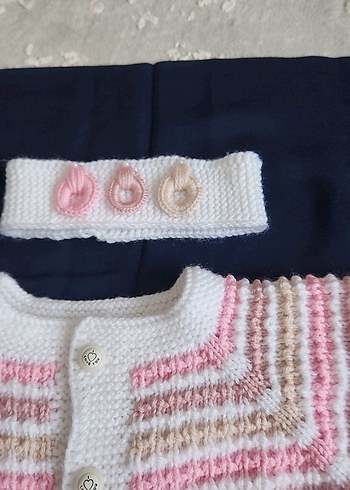 1.5 yas Nakışlı Beyaz Kız Çocuk Triko Yelek kapi susu hediye - Görsel 3