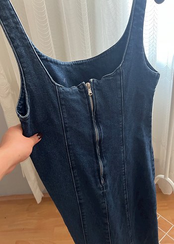 Kadın Lacivert Denim Midi Elbise
