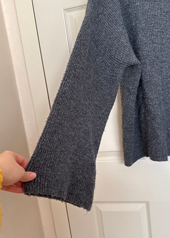 Gri Örgü Kadın Kazak Yüksek Yaka - Görsel 4