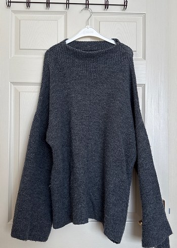 Gri Örgü Kadın Kazak Yüksek Yaka - Görsel 2