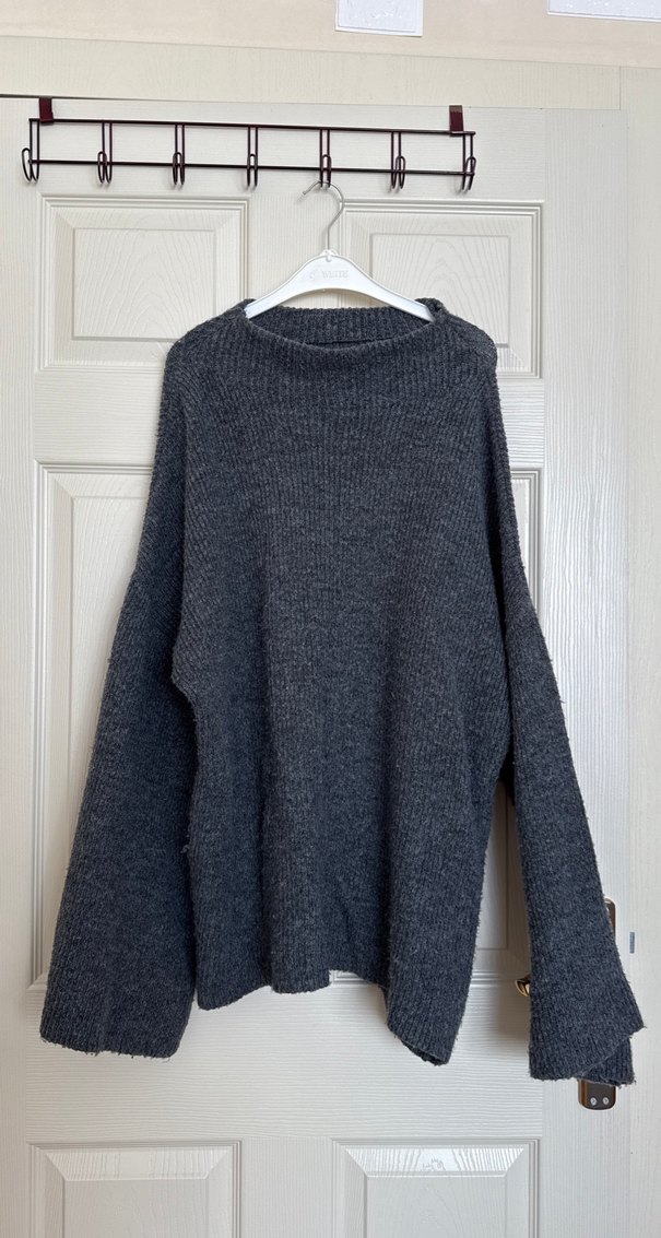 Gri Örgü Kadın Kazak Yüksek Yaka - Görsel 2