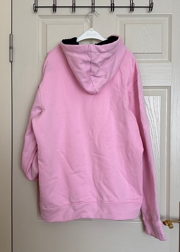Kadın Pembe Kapüşonlu Sweatshirt Mavi Baskılı - Görsel 6