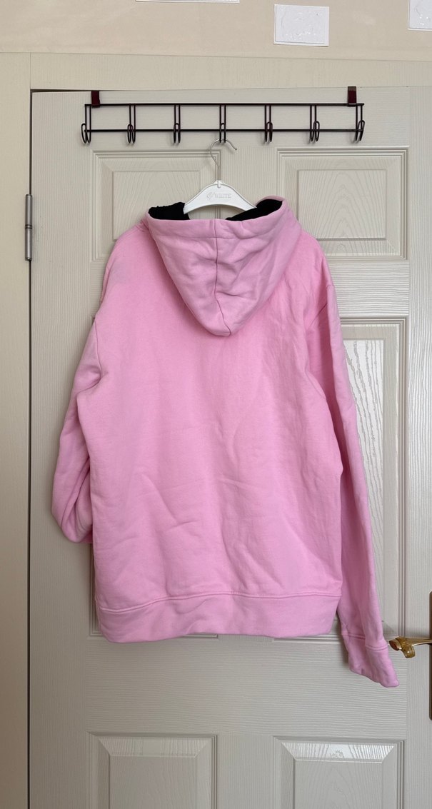 Kadın Pembe Kapüşonlu Sweatshirt Mavi Baskılı - Görsel 5