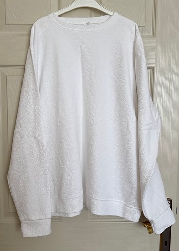 Beyaz Keten Kadın Sweatshirt - Görsel 2