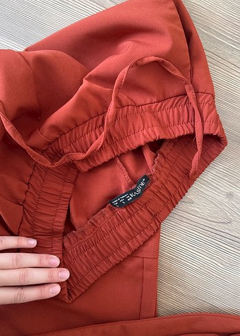 Kadın Koyu Kırmızı Rahat Kesim Kumaş Pantolon - Görsel 6