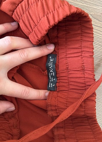 Kadın Koyu Kırmızı Rahat Kesim Kumaş Pantolon - Görsel 5