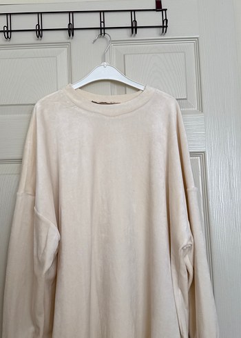 Bej Kadın Midi Sweatshirt - Görsel 3