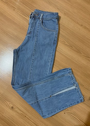 Mavi Midi Boy Fermuarlı Kadın Kot Pantolon - Görsel 3