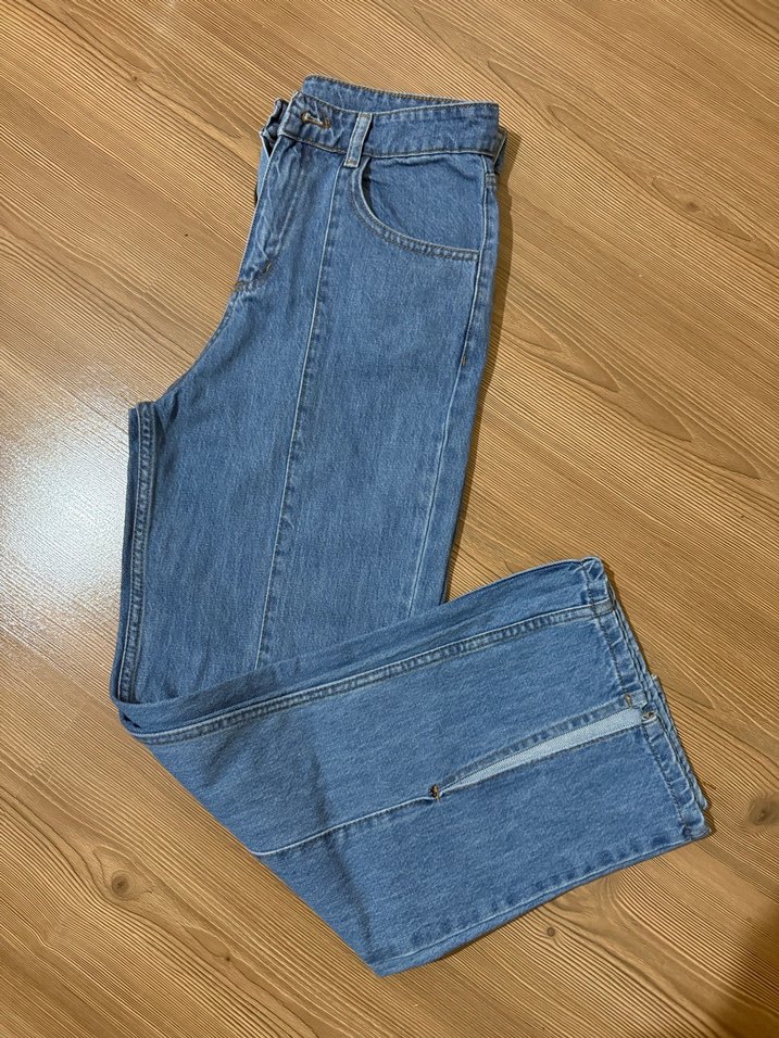 Mavi Midi Boy Fermuarlı Kadın Kot Pantolon - Görsel 3