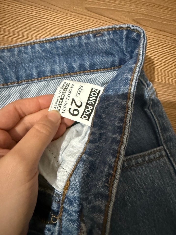 Mavi Midi Boy Fermuarlı Kadın Kot Pantolon - Görsel 5