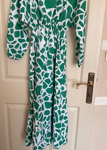 Yeşil Desenli Uzun Kollu Kadın Elbise - Görsel 2