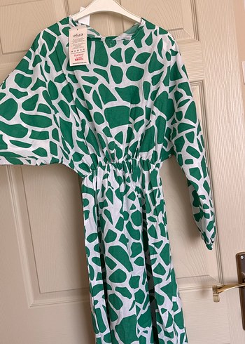 Yeşil Desenli Uzun Kollu Kadın Elbise - Görsel 6