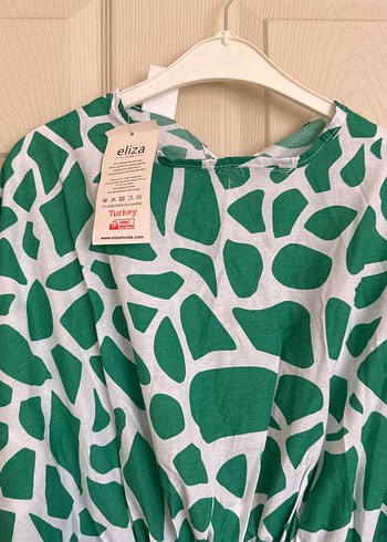 Yeşil Desenli Uzun Kollu Kadın Elbise - Görsel 4