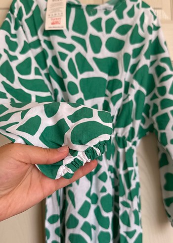 Yeşil Desenli Uzun Kollu Kadın Elbise - Görsel 5