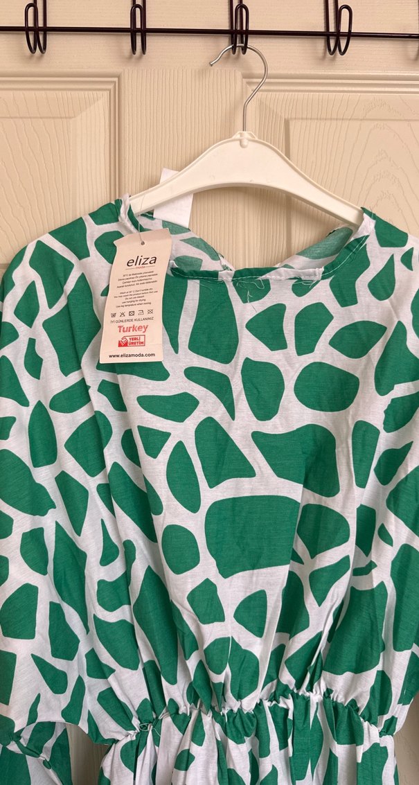 Yeşil Desenli Uzun Kollu Kadın Elbise - Görsel 4