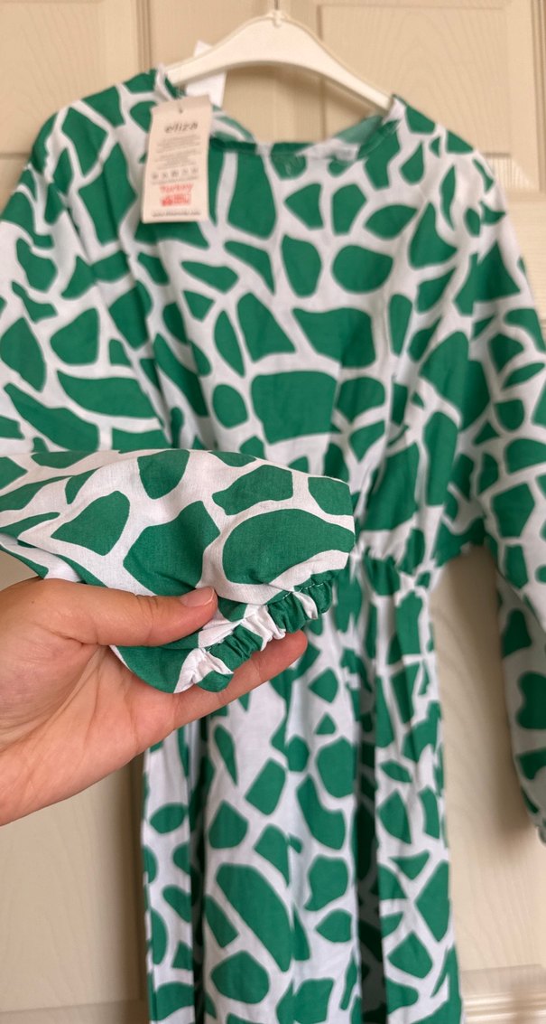 Yeşil Desenli Uzun Kollu Kadın Elbise - Görsel 5