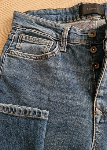 29 Beden mavi Renk Düğmeli Mavi Kadin Denim Pantolon
