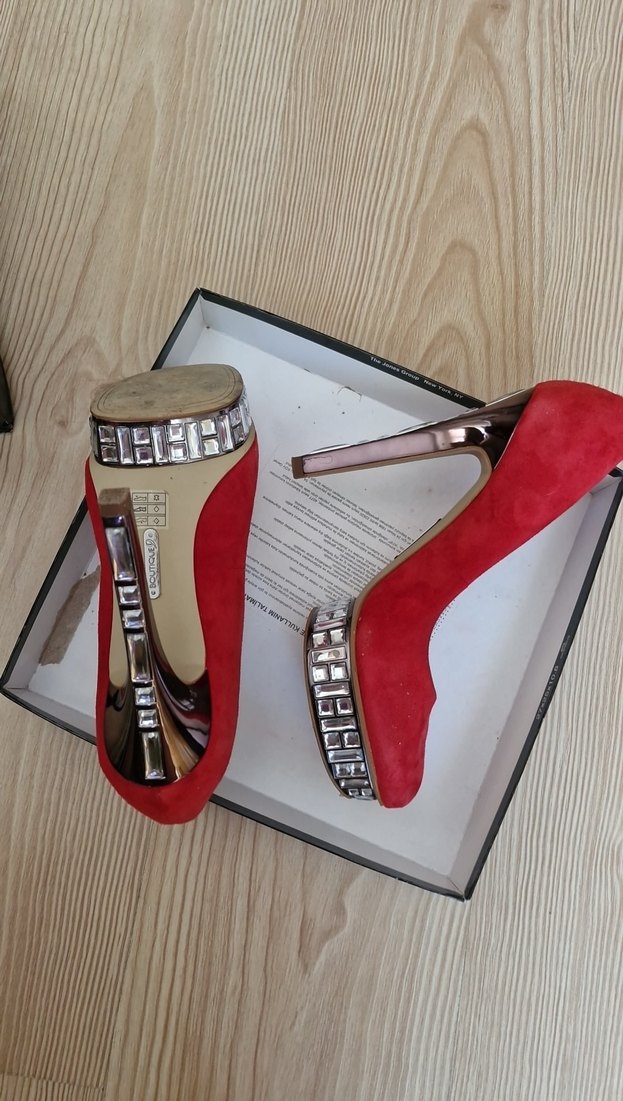 kirmizi platform ayakkabi - Görsel 2