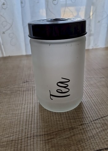 Beyaz Kapaklı Gri Cam Çay Kavanozu