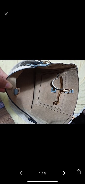 Gri bej kol çantası  gerçek deri çanta - Görsel 4