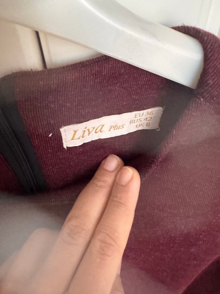 Bordo Kürklü Kadın Triko Tunik - Görsel 3