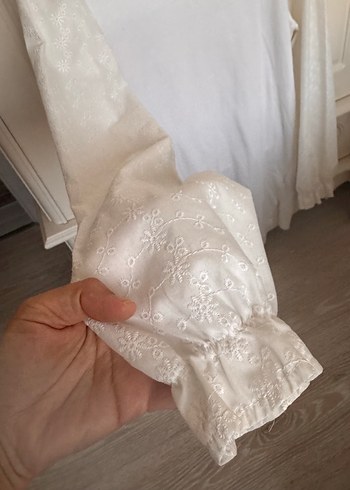 Kadın Beyaz Uzun Kollu Pamuklu Tunik - Görsel 3