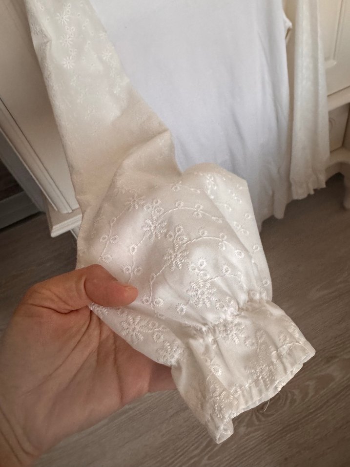 Kadın Beyaz Uzun Kollu Pamuklu Tunik - Görsel 3