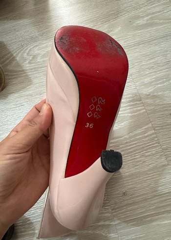 36 Beden pembe Renk Pembe Rugan Stiletto Topuklu Ayakkabı ve Çanta