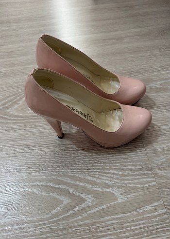 Pembe Rugan Stiletto Topuklu Ayakkabı ve Çanta