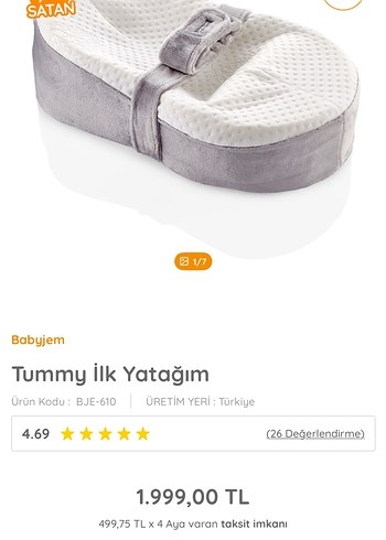  Beden BabyJem Gri Beyaz Bağlamalı Bebek Yatağı