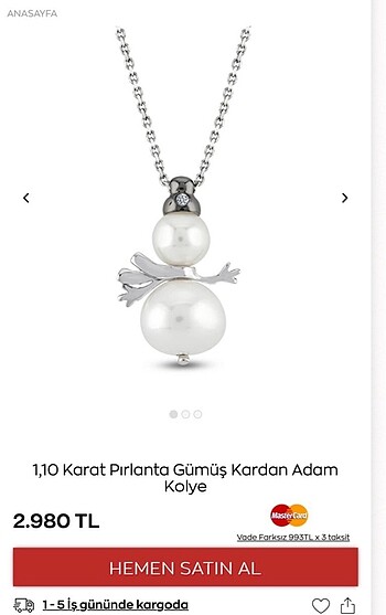 Zen pırlanta kardanadam kolye