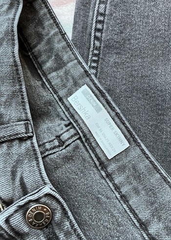 Gri Düğmeli Kadın Denim Pantolon - Görsel 2